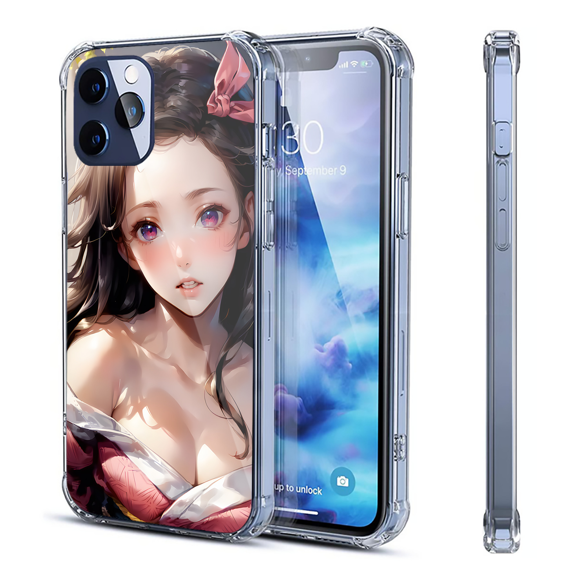 （画像用） 鬼滅の刃（きめつのやいば）竈門 禰󠄀豆子／かまど ねずこ Kamado Nezuko 【iPhone 12シリーズ対応】透明スマホケース（クリアソフトケース）